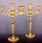 A pair of Empire ormolu bronze three-light candelabra, circa. 1820